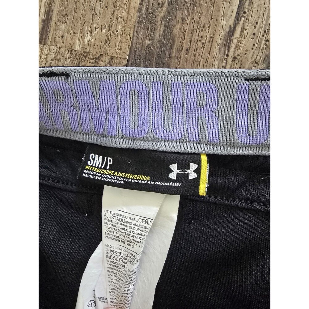 Adult Small Under Armour Softball Pants Black Fitted Elastic Cuffs - Picture 3 of 7